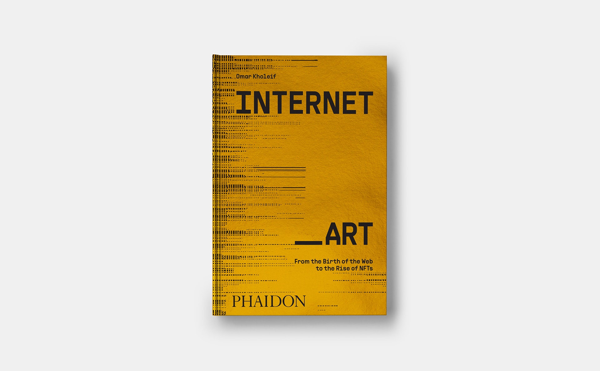 Image shows the golden book cover of Internet Art by Omar Kholeif