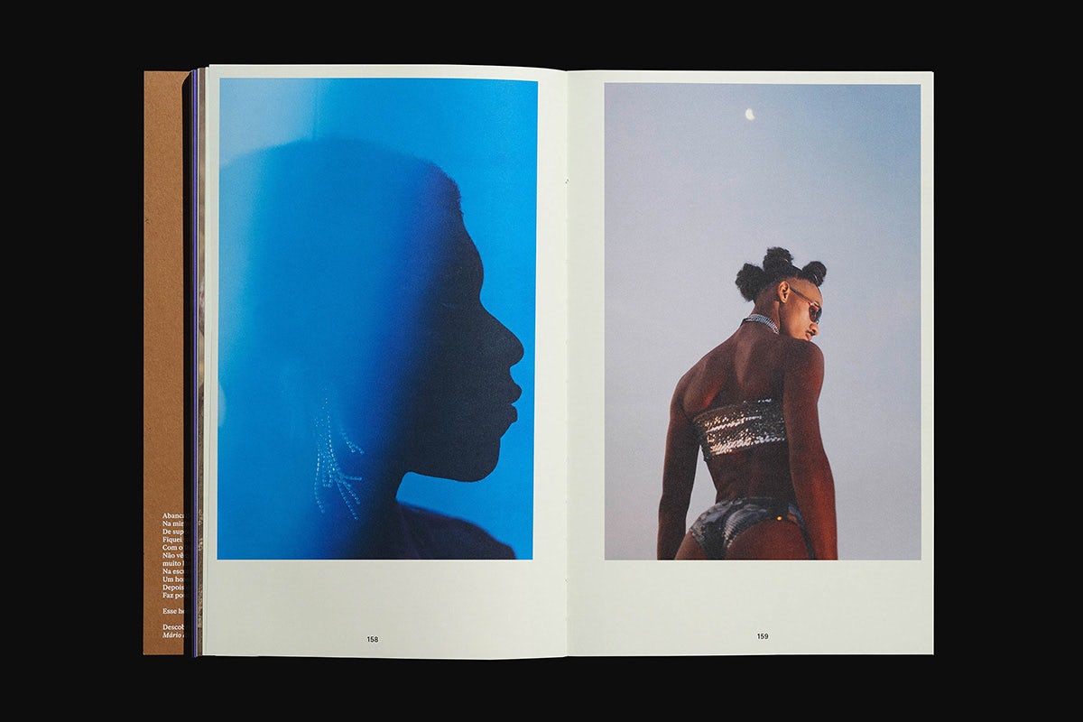 Spread from Quilo magazine featuring a profile portrait with blue tones and a photograph of a person wearing a corset