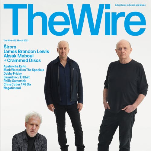 A spread showing The Wire's new magazine design. The cover image pictured shows the three members of The Necks in a white portrait studio